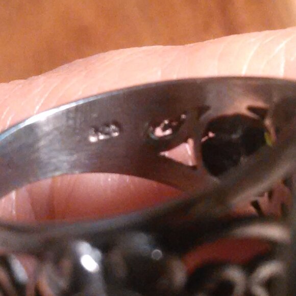 Shungite Multi Gemstone Mother of Pearl Sterling Silver Cocktail Ring (Size 7) - Picture 5 of 16